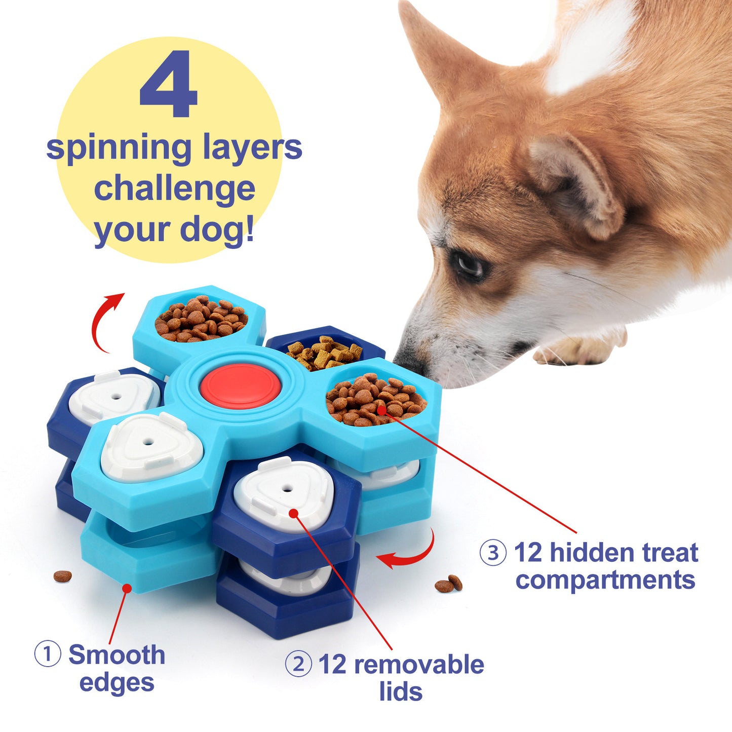 Interactive 4-Layer Slow Feeder Dog Bowl