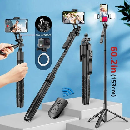 Bluetooth Selfie Stick Stabilizer with Light