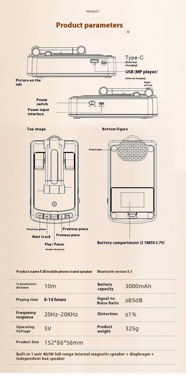Multifunctional Tablet And Phone Holder Bluetooth Audio