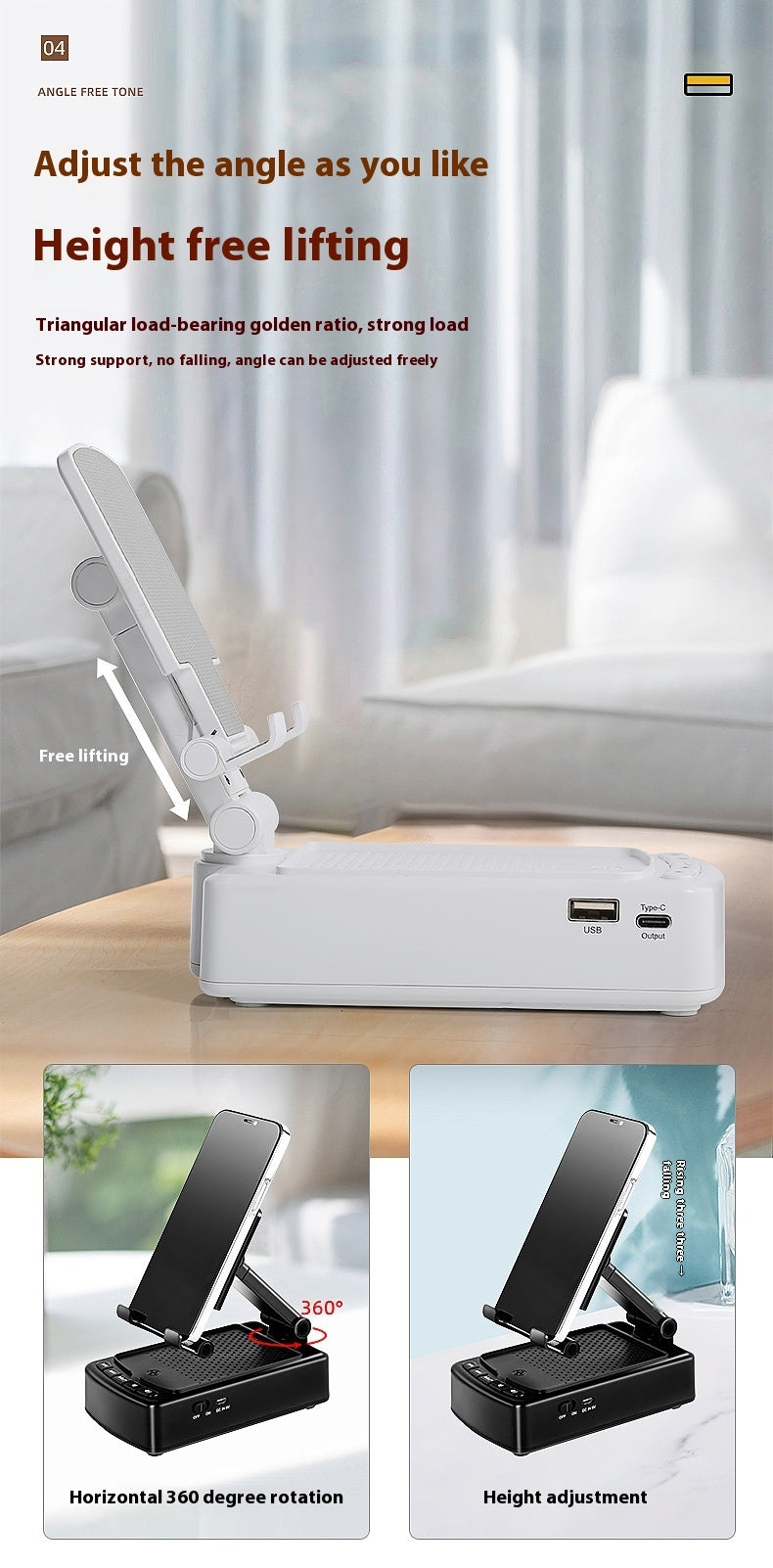 Multifunctional Tablet And Phone Holder Bluetooth Audio