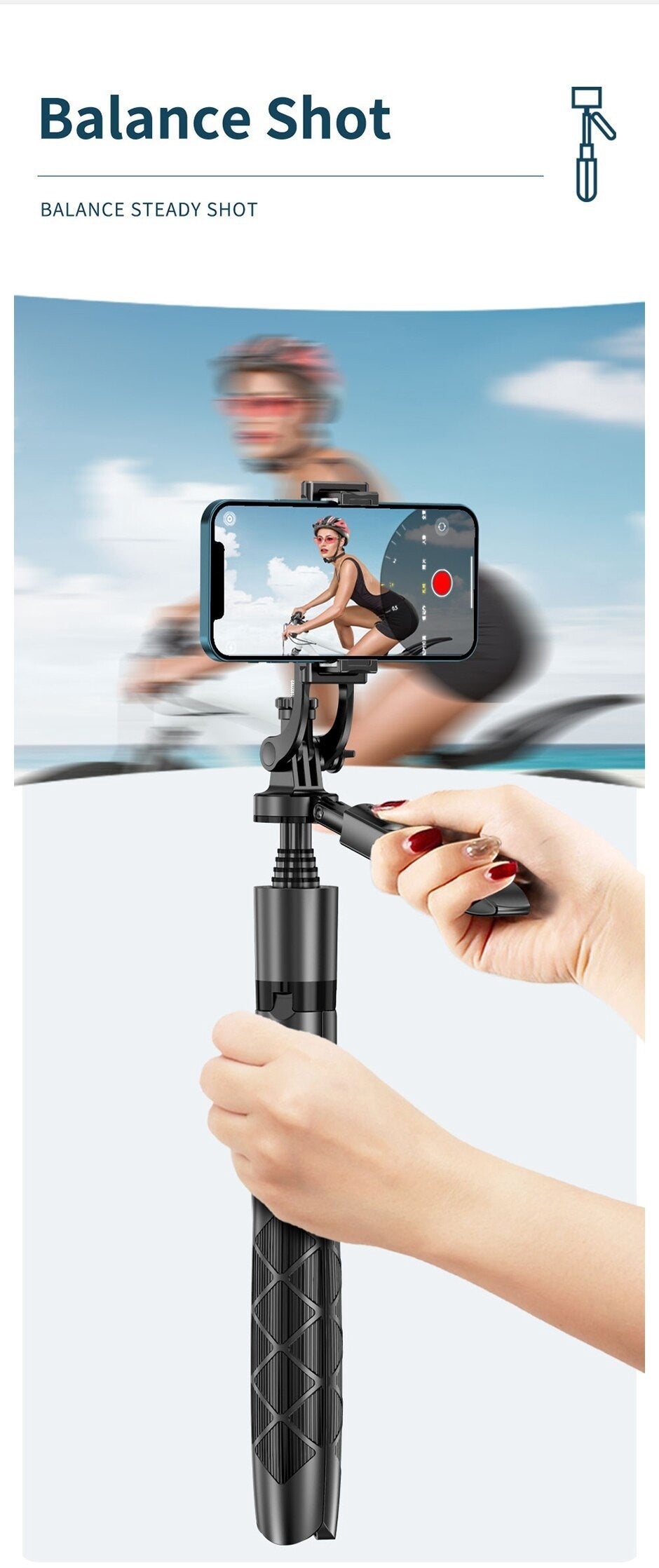 Bluetooth Selfie Stick Stabilizer with Light