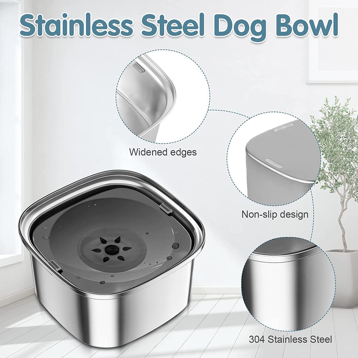 Pet Stainless Steel Water Bowl Large Capacity Floating